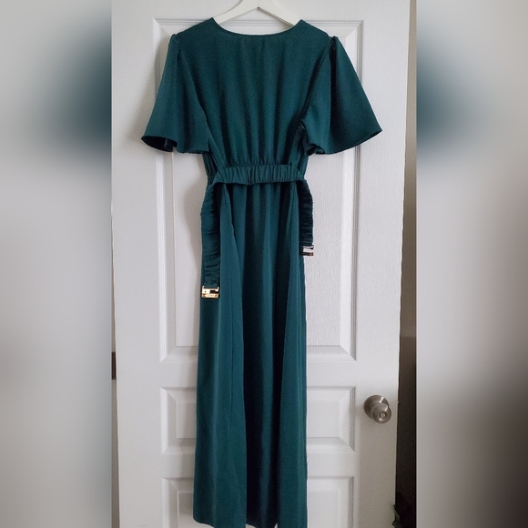 Dark Green Maxi Dress with Belt - Picture 3 of 4